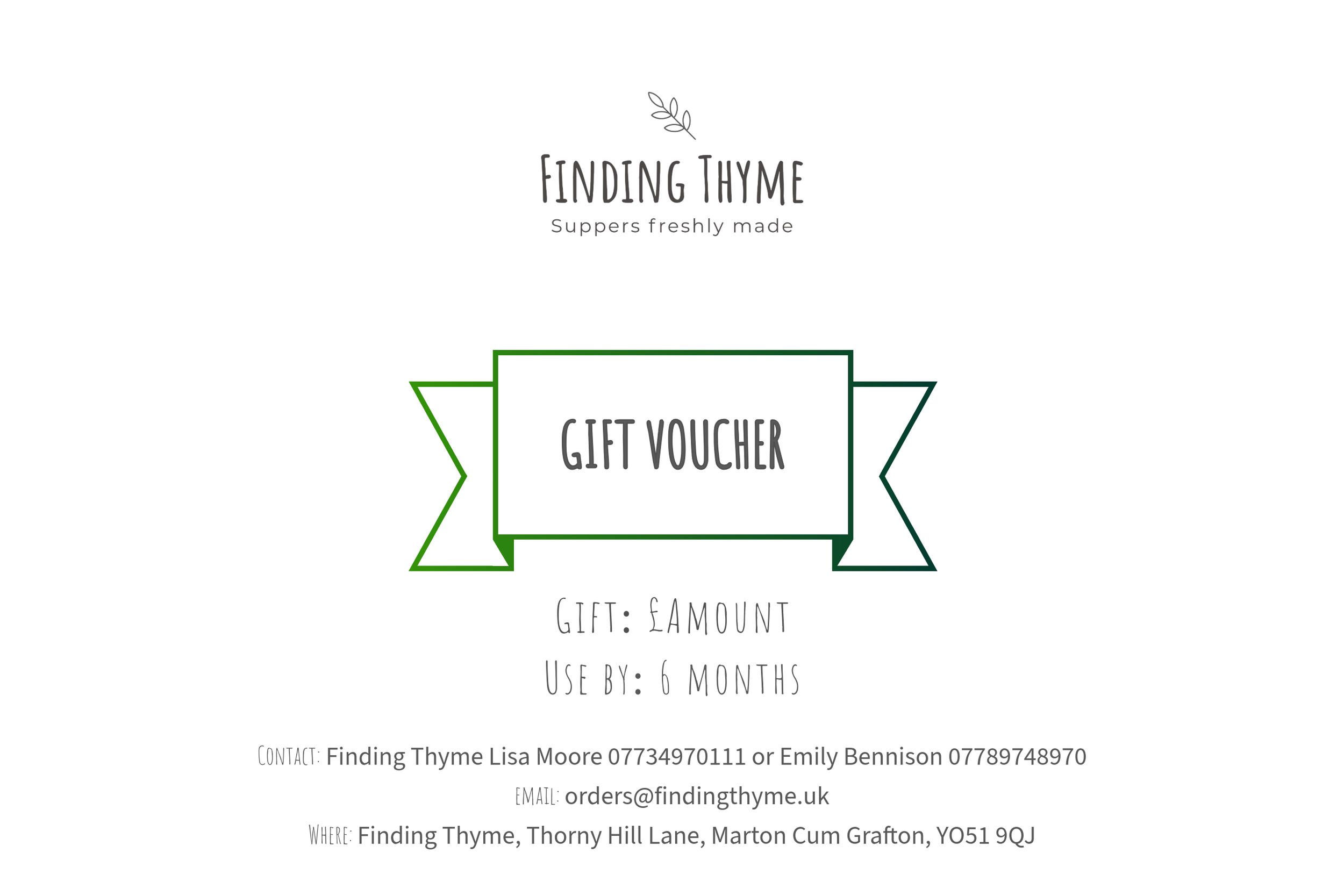 Finding Thyme Gift Voucher
