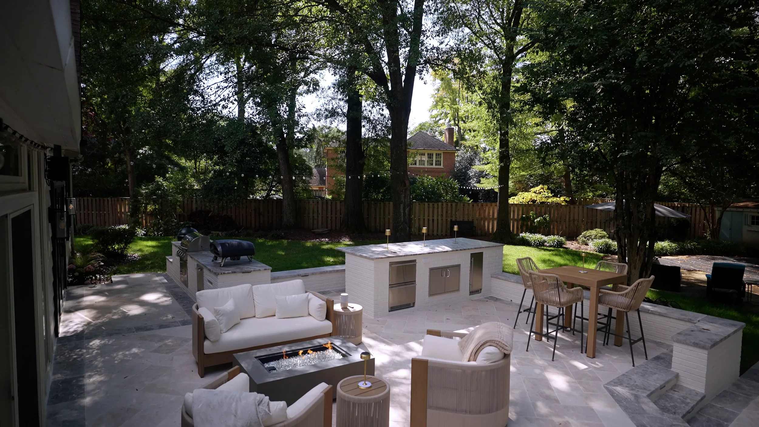Modern outdoor bar designed as part of a full landscape design in Alexandria, VA