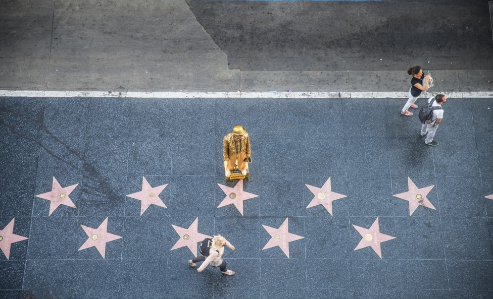 Bird's eye view of the stars on a walk of fame, representing a personal walk of trust rather than fame or social status.
