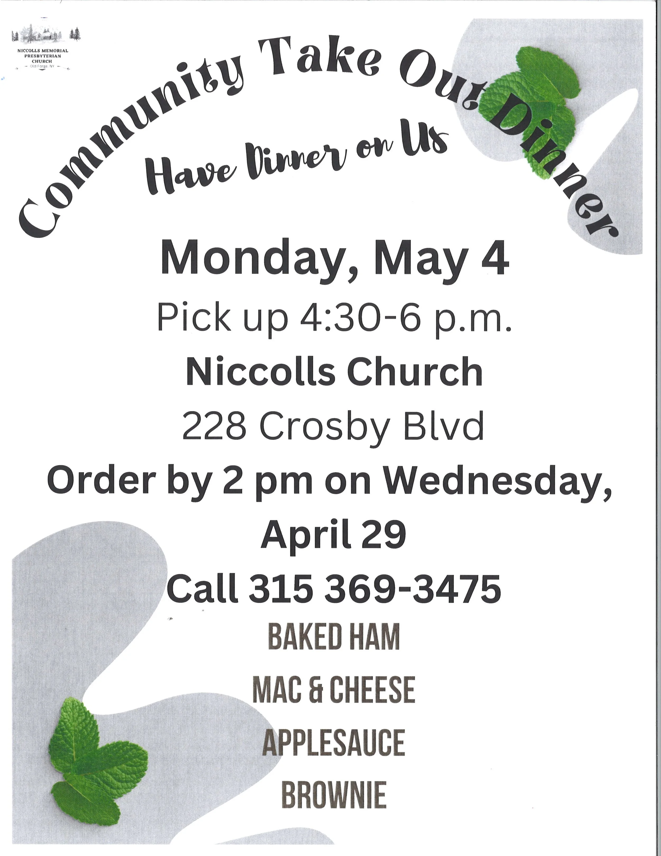 Community Takeout Dinner