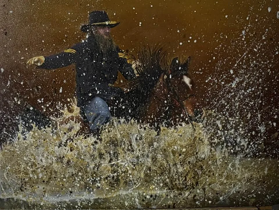 Calvary soldier crossing water by Katrina Rae