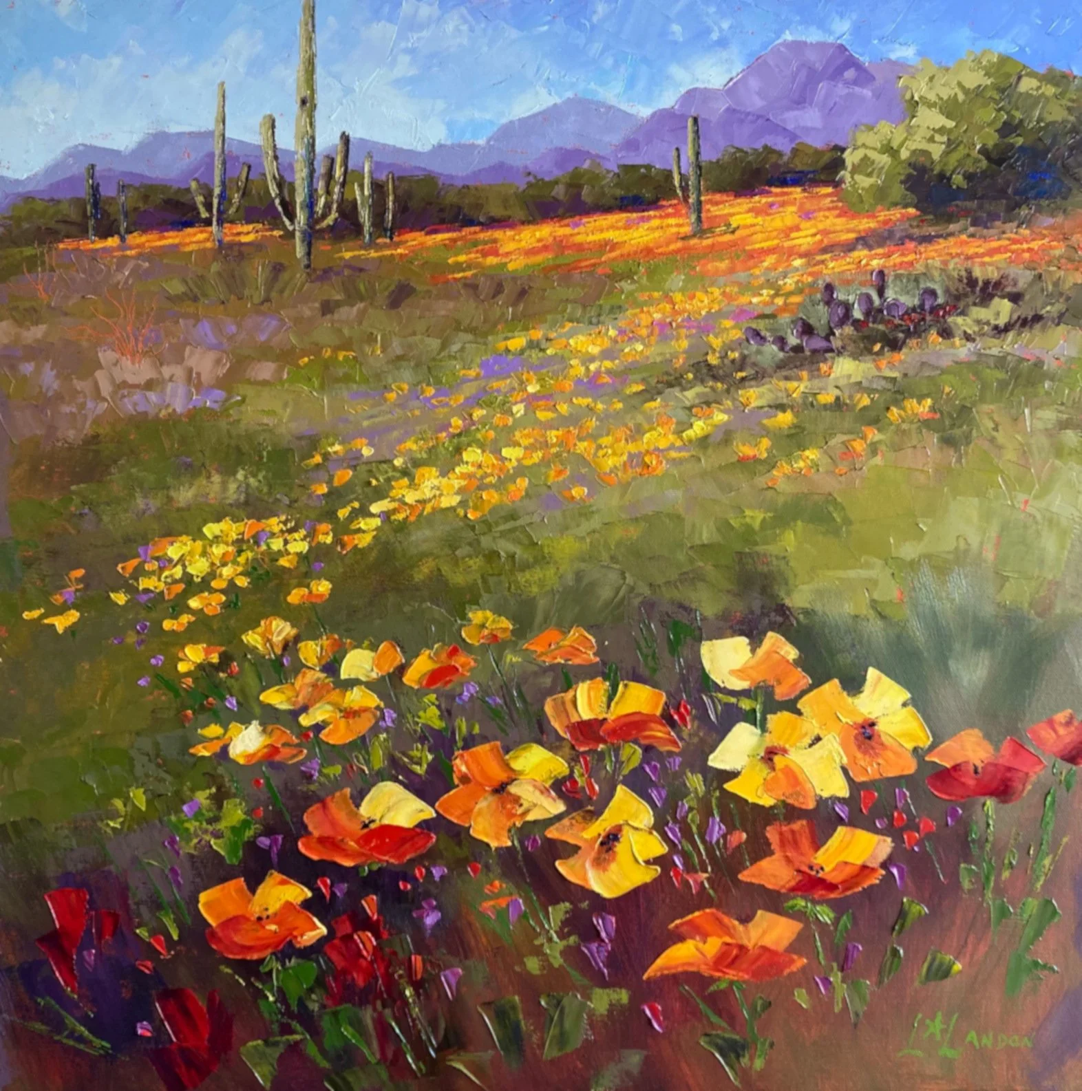 "Playful Poppies"  Oil, By Linda Star Landon
