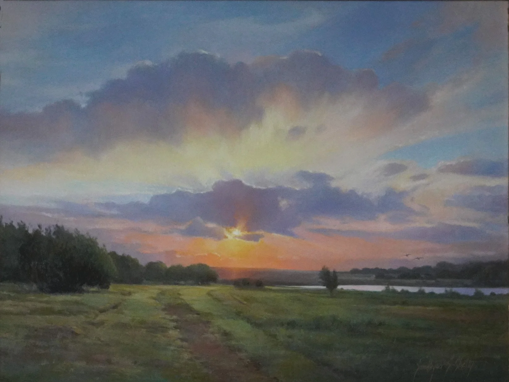 Sunset landscape painting by Sandhyaa Shetty