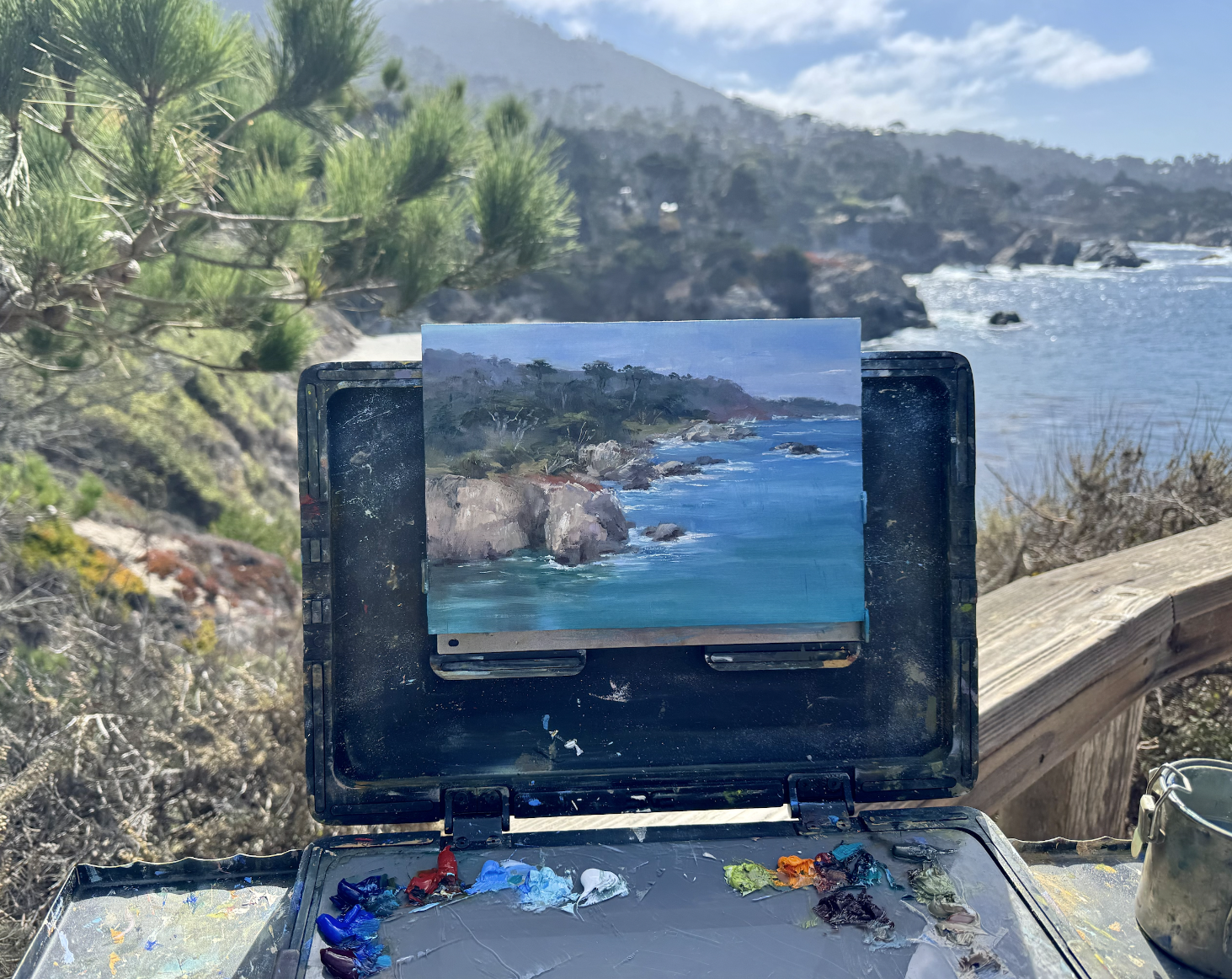 Carmel Trip with Sheryl Knight painting 2025 in action.png