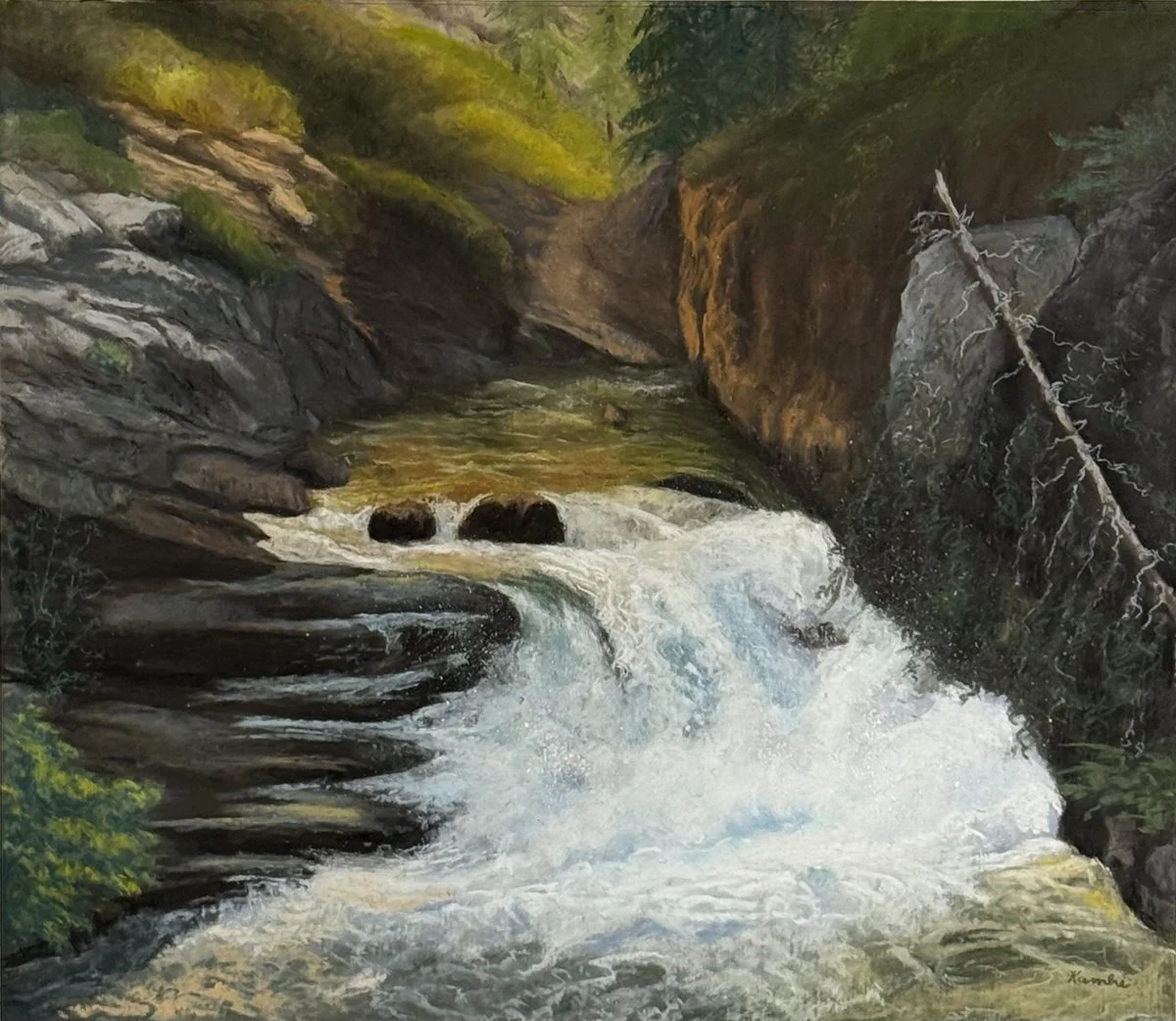 "Lower Johnston Falls"  Pastel, by Virginia Kamhi