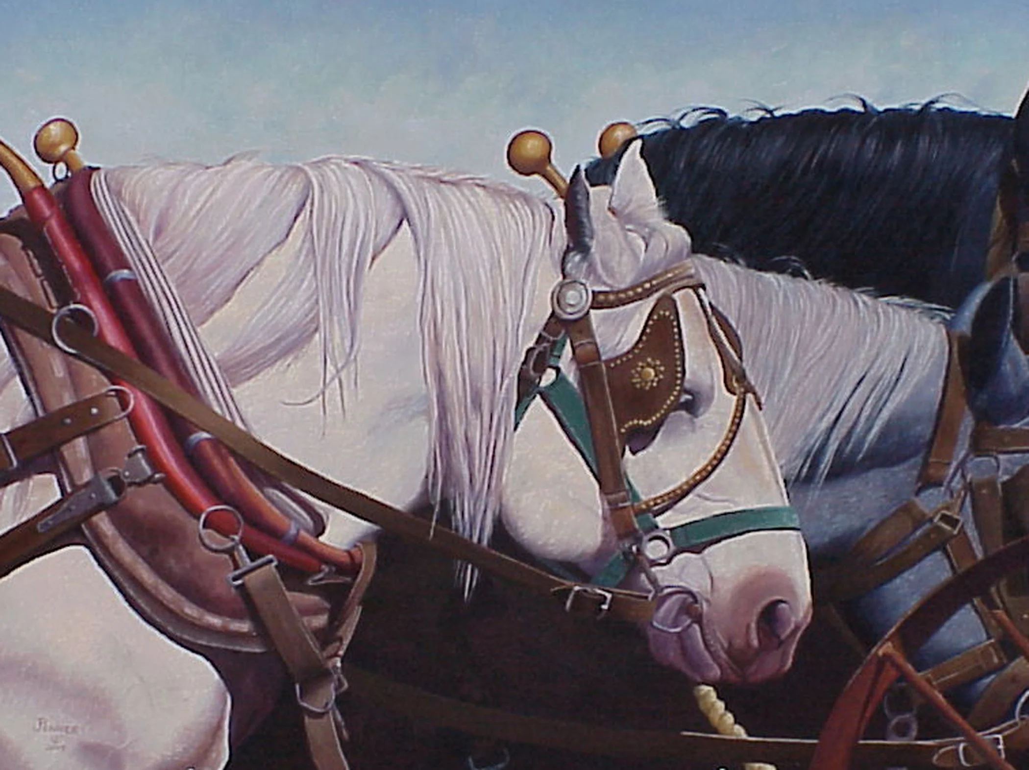 Painting of a team of dray horses by Jackie Penner