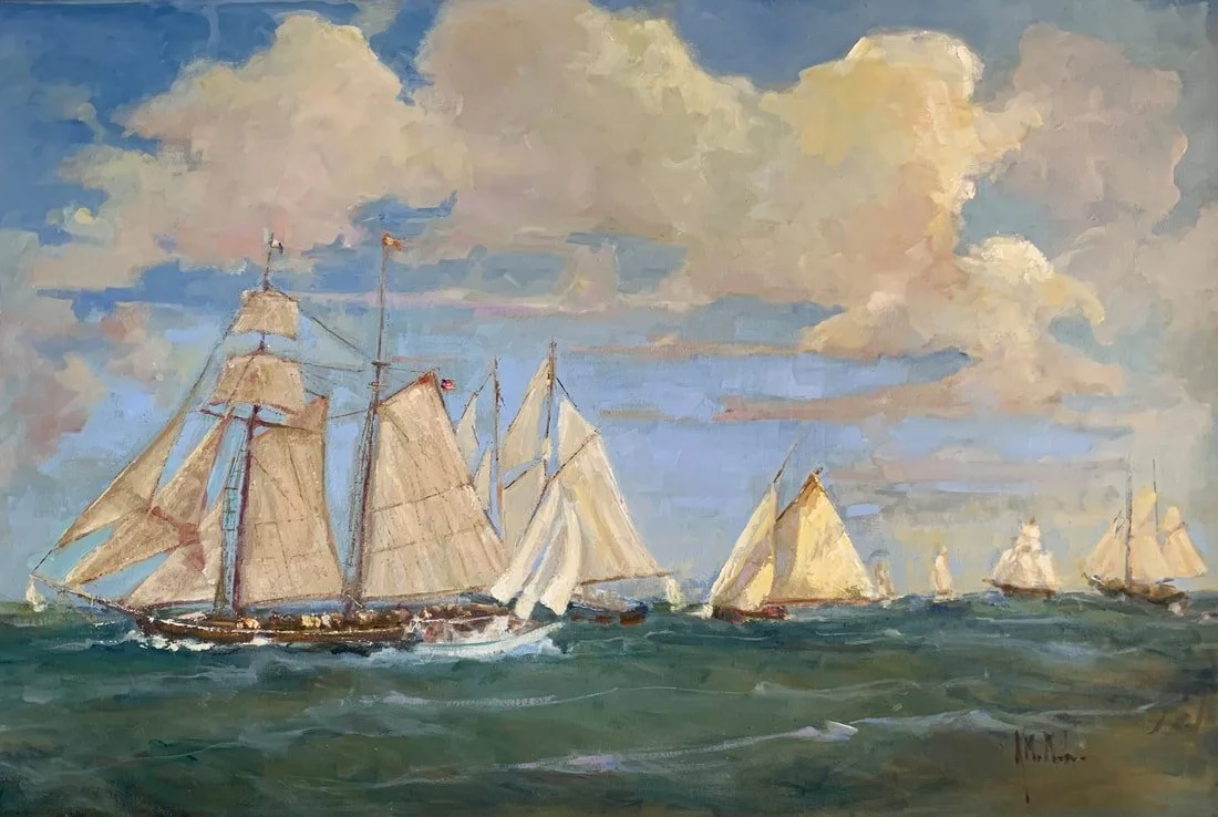 Painting of sail boats by Kathryn A. McMahon