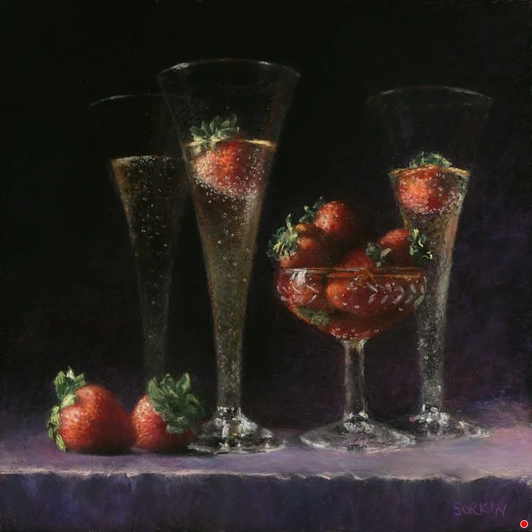 Strawberries, a still life painting by Laurie Sorkin