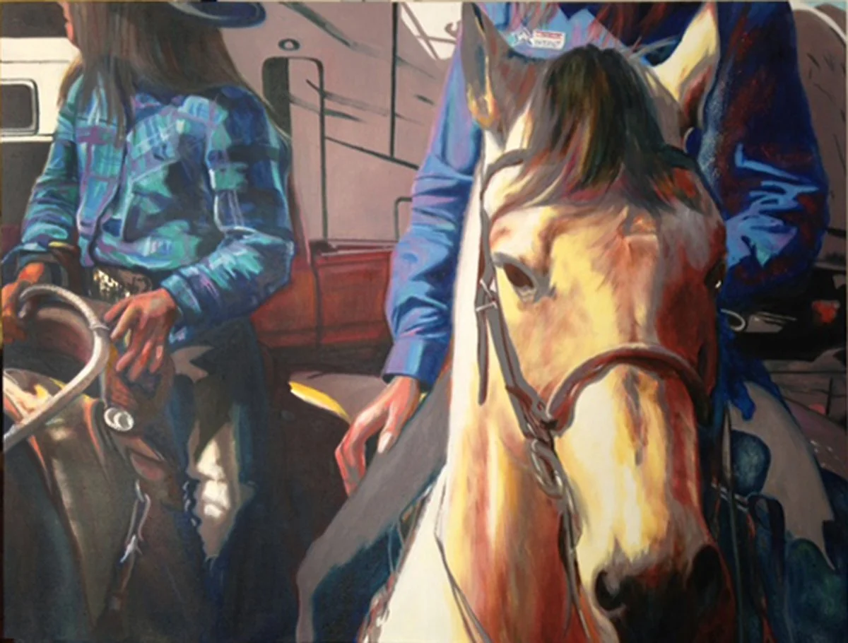 "2 Girl Rodeo"  Oil, by Pat Obrien