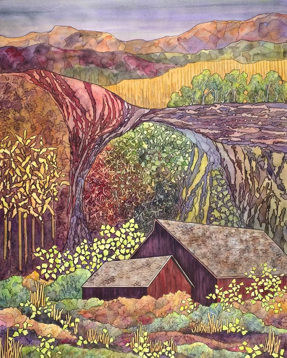 "Lay of The Land"  Watercolor, by Judy Thompson