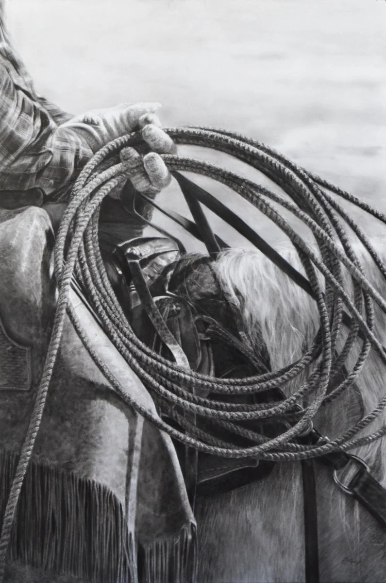 "Ready To Rope" Charcoal, by Amber Scally