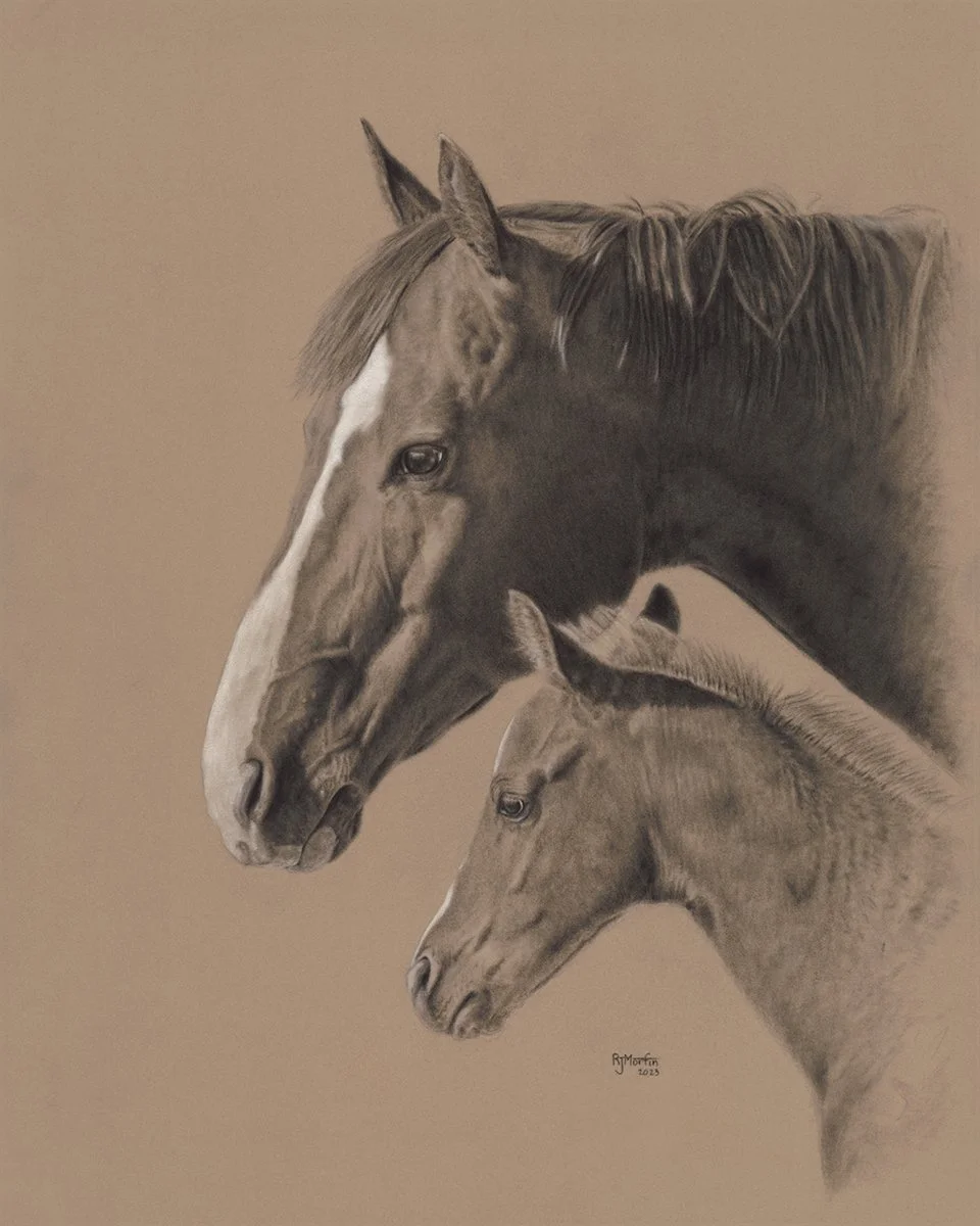 "Tender Moments"  Charcoal, by Rhonda Morfin