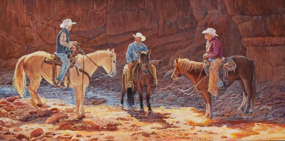 Cowboy Conspiracy, painting by June Dudley