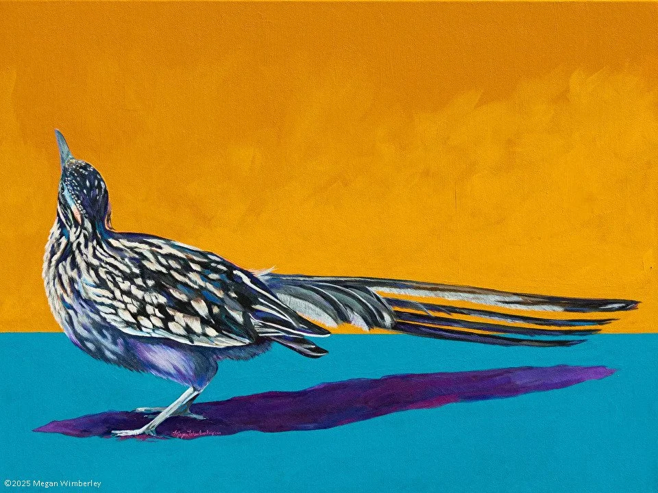 Painting of a roadrunner by Megan Wimberley