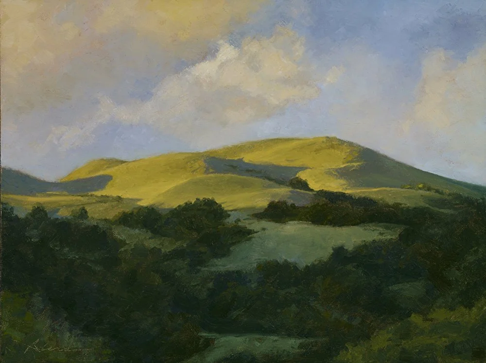Glowing landscape as the sun sets