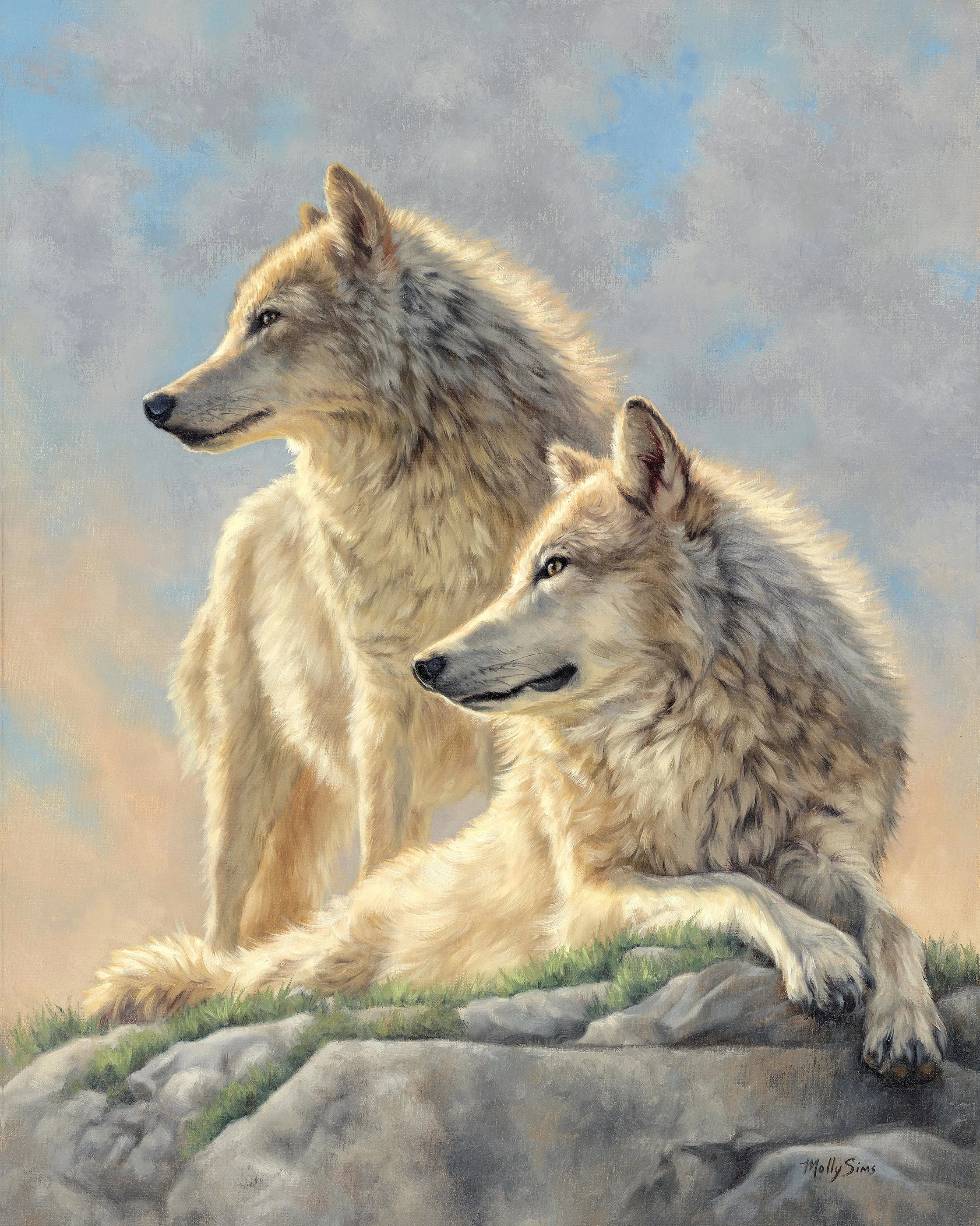Painting of artic wolves by Molly Sims