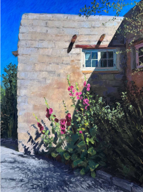 Hollyhocks at Ten O'Clock by Patricia Ridge Bradley