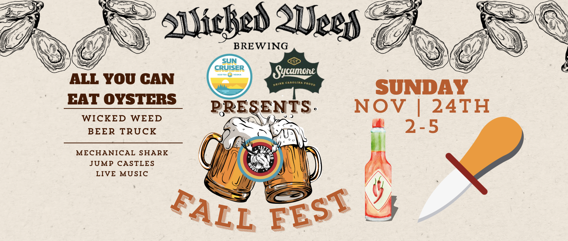 Johns Island All You Can Eat Oyster Roast Fall Fest — TATTOOED MOOSE