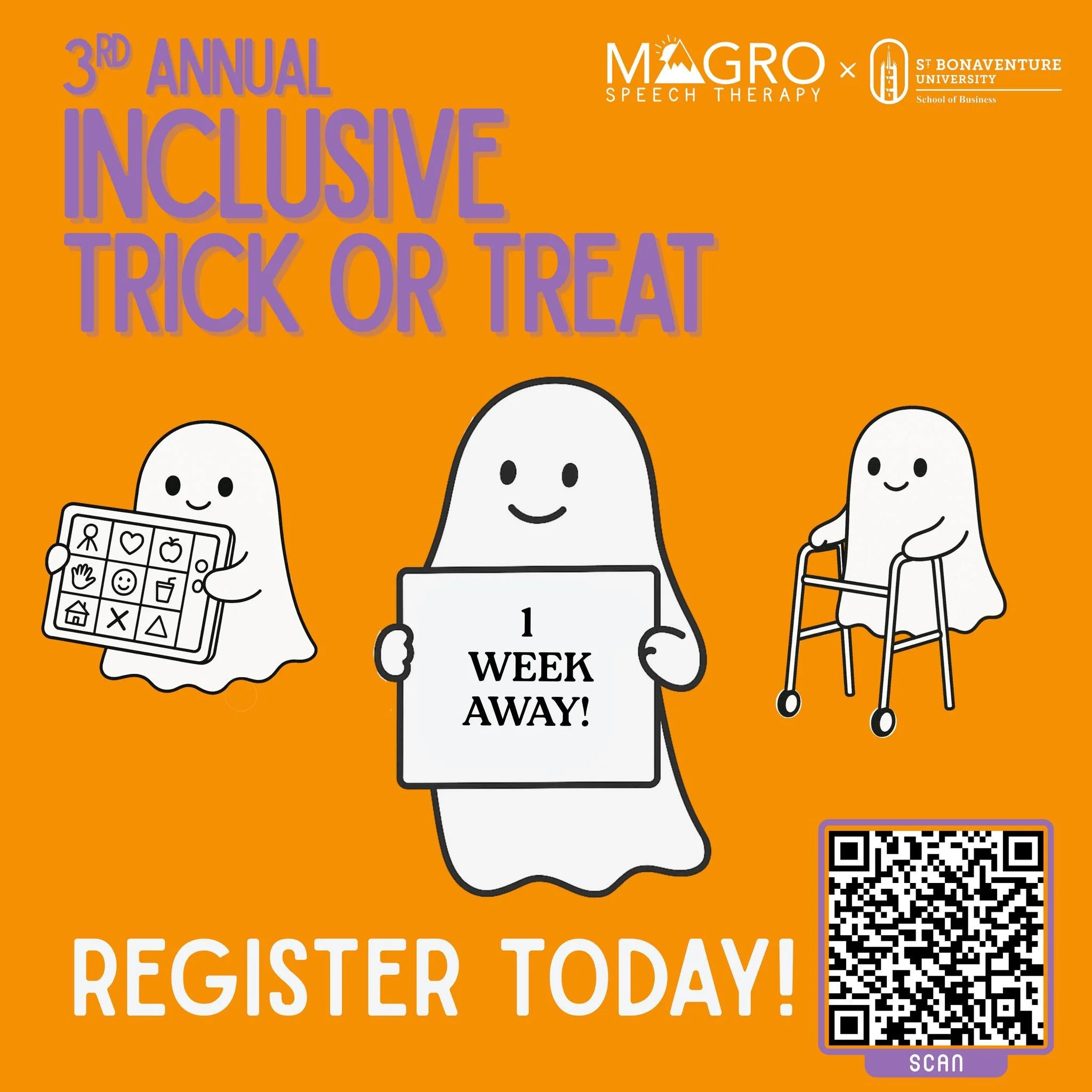 👻Just 1 week left to join the BOO crew at the Inclusive Trick or Treat! This free event is created with your needs in mind! Sensory -friendly, with no sudden noises, flashing lights, or scary decorations, plus our new cozy Calm Corner for when ghoul