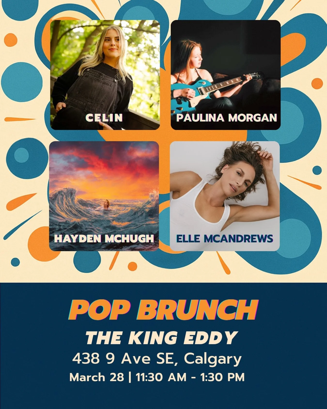 POP BRUNCH

Can&rsquo;t wait to share the stage with these local legends 🤩 
@mcpeaches 
@haydenmchugh 
@paulinaamorgann 

Come down to The King Eddy for some brunch &amp; tunes. 

🗓️ Saturday March 28th 
⏰ 11:30AM-1:30PM
📍 The King Eddy
