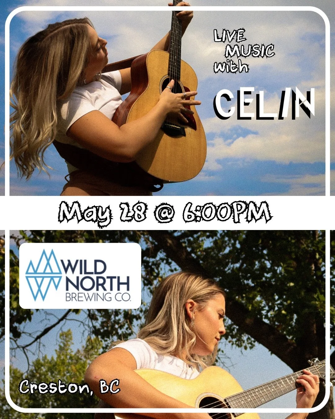 Next stop: Creston, BC ⛰️☀️

Hey I&rsquo;m CELIN, a neo-soul / indie-folk artist from Calgary and I&rsquo;M ON TOUR!! Wild North Brewing is the next stop on my tour &ndash; can&rsquo;t wait! 

Hope to see you there ☺️🚙✨

📆 Thursday May 28th
⏰ 6:00P