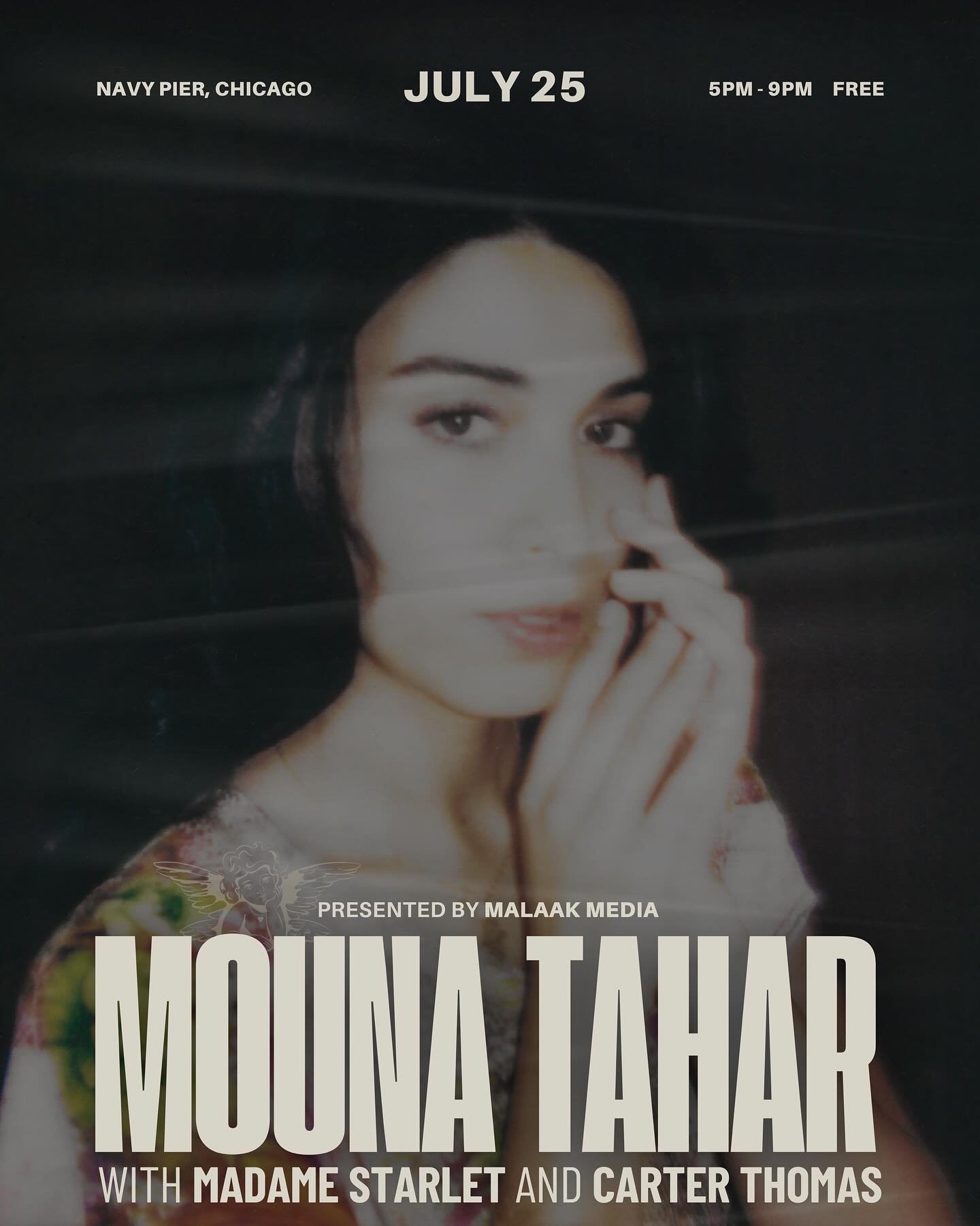 Join us for a night of music, art, and community at Navy Pier. Headlining the evening is Mouna Tahar, with opening sets by Madame Starlet and Carter Thomas.

Come connect, listen, and vibe with us on the lakefront 🪽