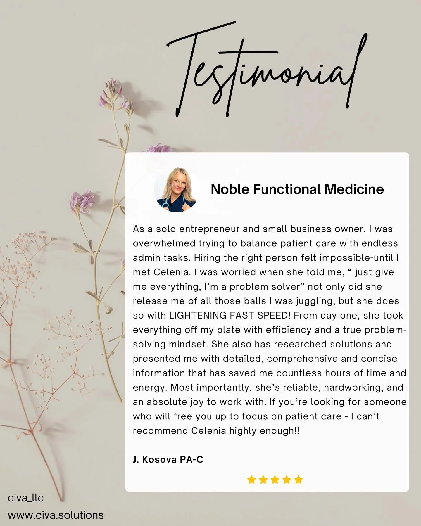 Provider Testimony - Feeling Grateful 💖

Every time I receive words like these, I&rsquo;m reminded why I do what I do and why CIVA was created! 

Supporting providers isn&rsquo;t just about checking tasks off a list - it&rsquo;s about bringing peace
