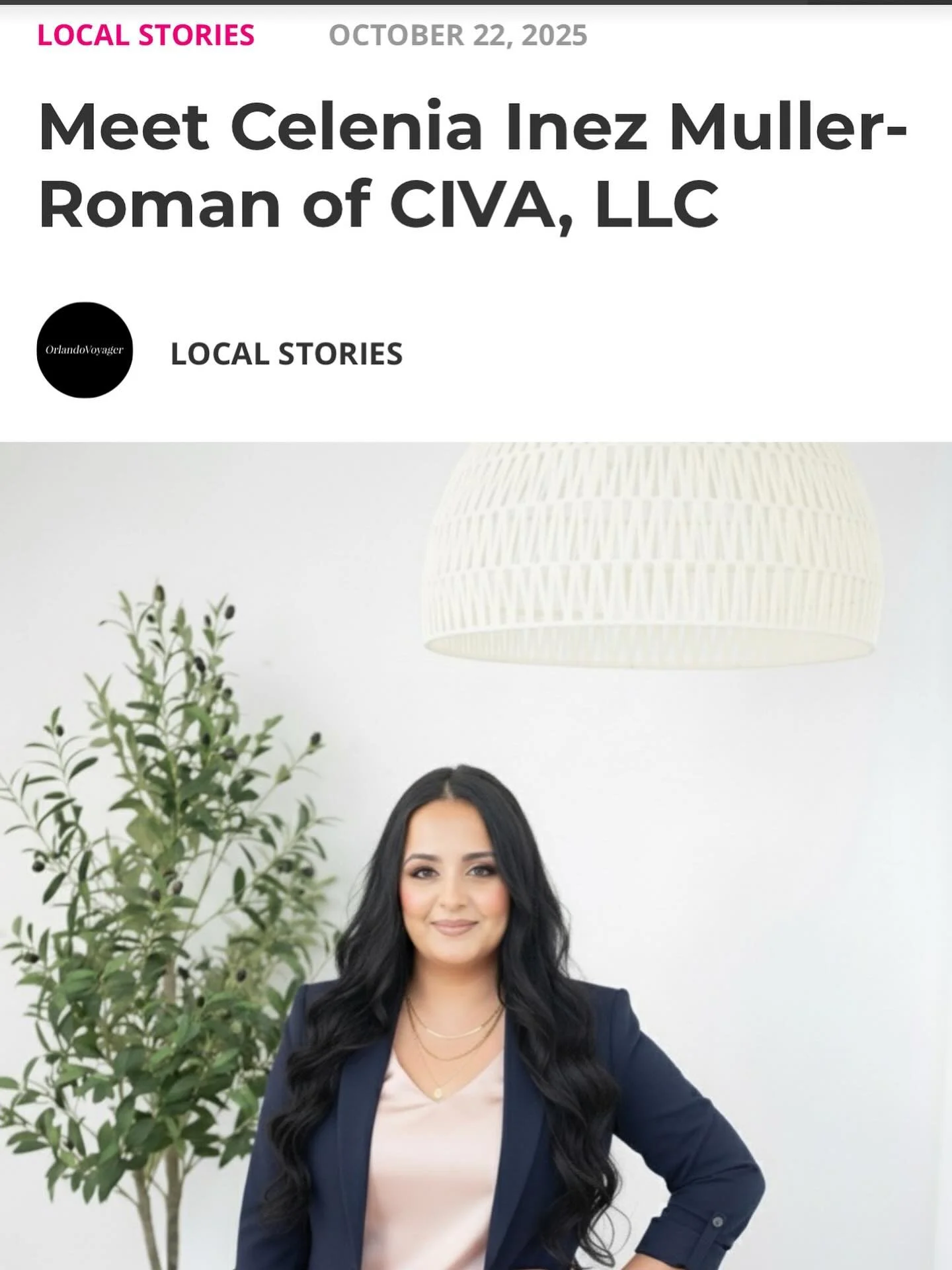 So honored to be featured in @orlandovoyager  Inspiring Stories of Local Entrepreneurs! 
Grateful for the opportunity to share my journey with CIVA LLC and the incredible providers who inspire me daily. ✨ Read the full story: link in bio