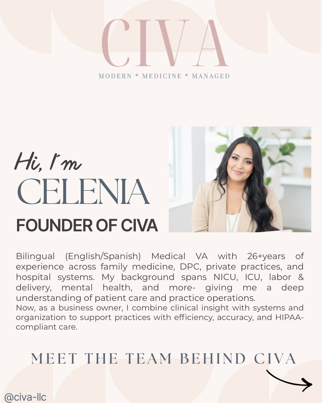 Meet part of the CIVA team 💗
We also have amazing creatives and behind-the-scenes support (including our design team) as part of CIVA Design Studio! 

Each of us comes from a real healthcare background - family medicine, NICU, pediatrics, admin, and