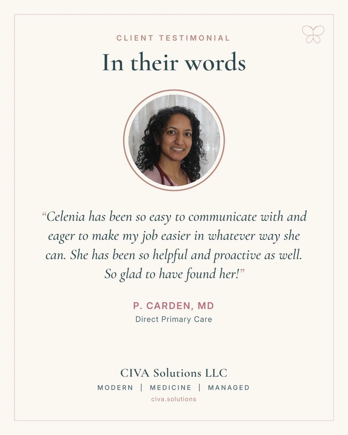 This is why we do what we do. 🦋😌

Thank you, Dr. Carden, for trusting CIVA.

#privatepractice #DPC #DSP