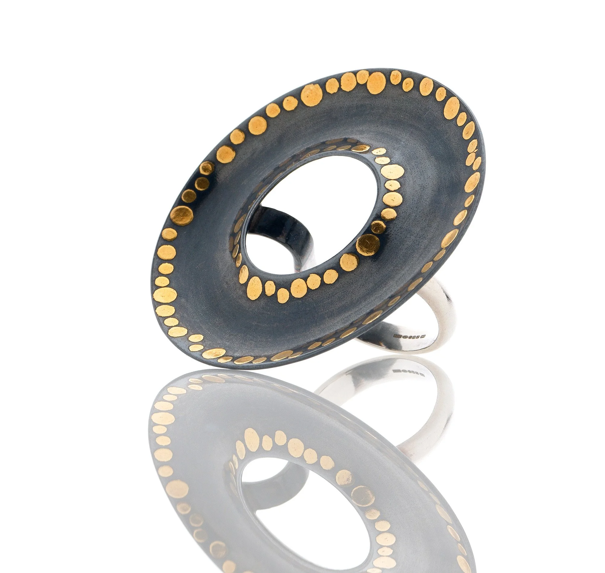 Limina Space II Ring - Oxidised Silver and 24ct Gold - side.jpg
