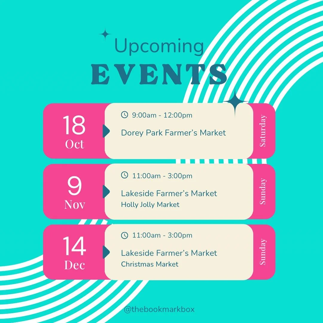 Let's get back to it! ✨

We&rsquo;ll be back at @doreyfarmersmarket on Saturday, October 18th from 9am-12pm! Kicking off fall with new additions to the store 🍁

See you soon, book besties! 💖

#thebookmark #thebookmarkbox #mobilebookstore #indiebook