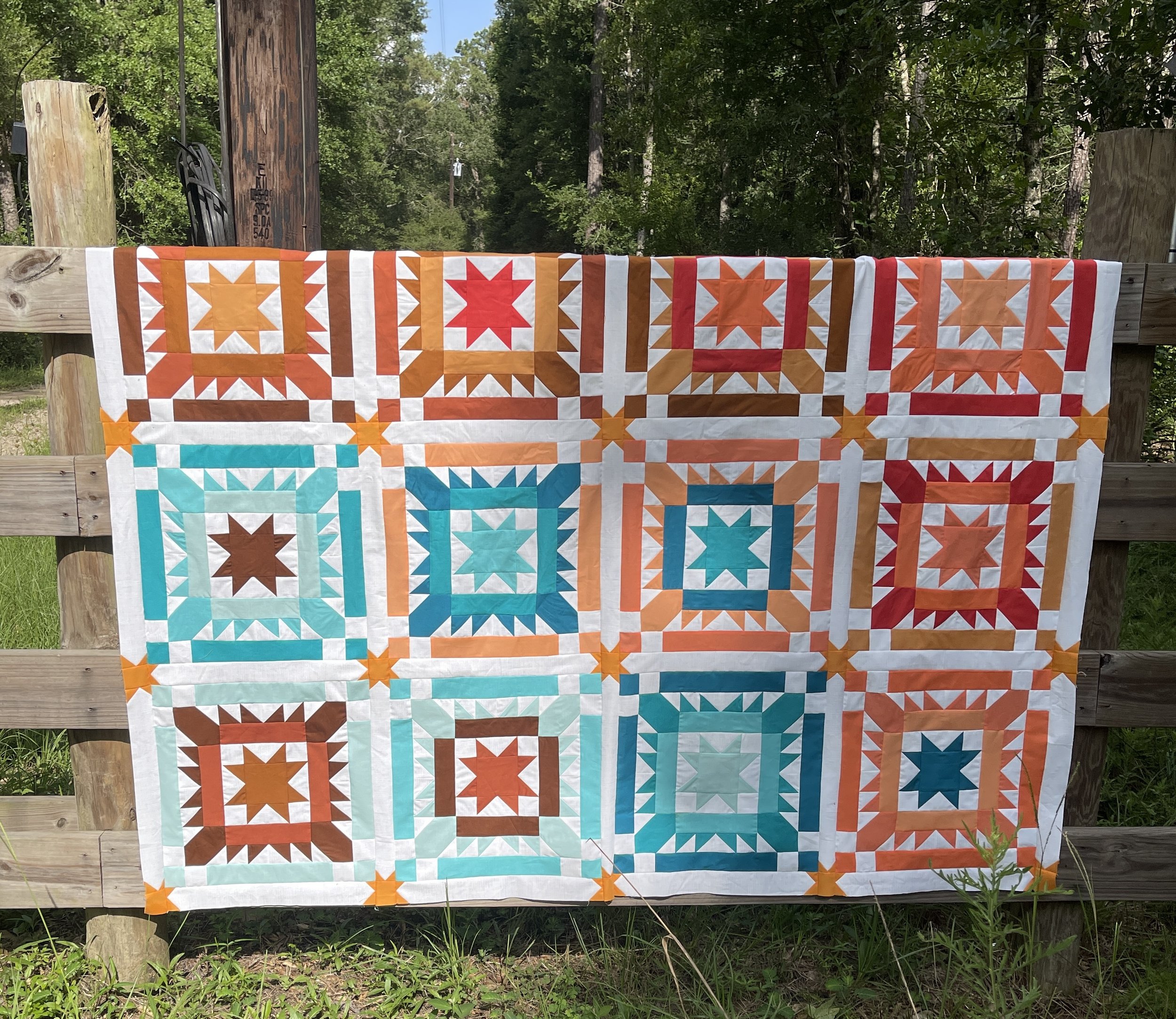 A modern flare for a quilt I made for a friend's new quilt pattern.