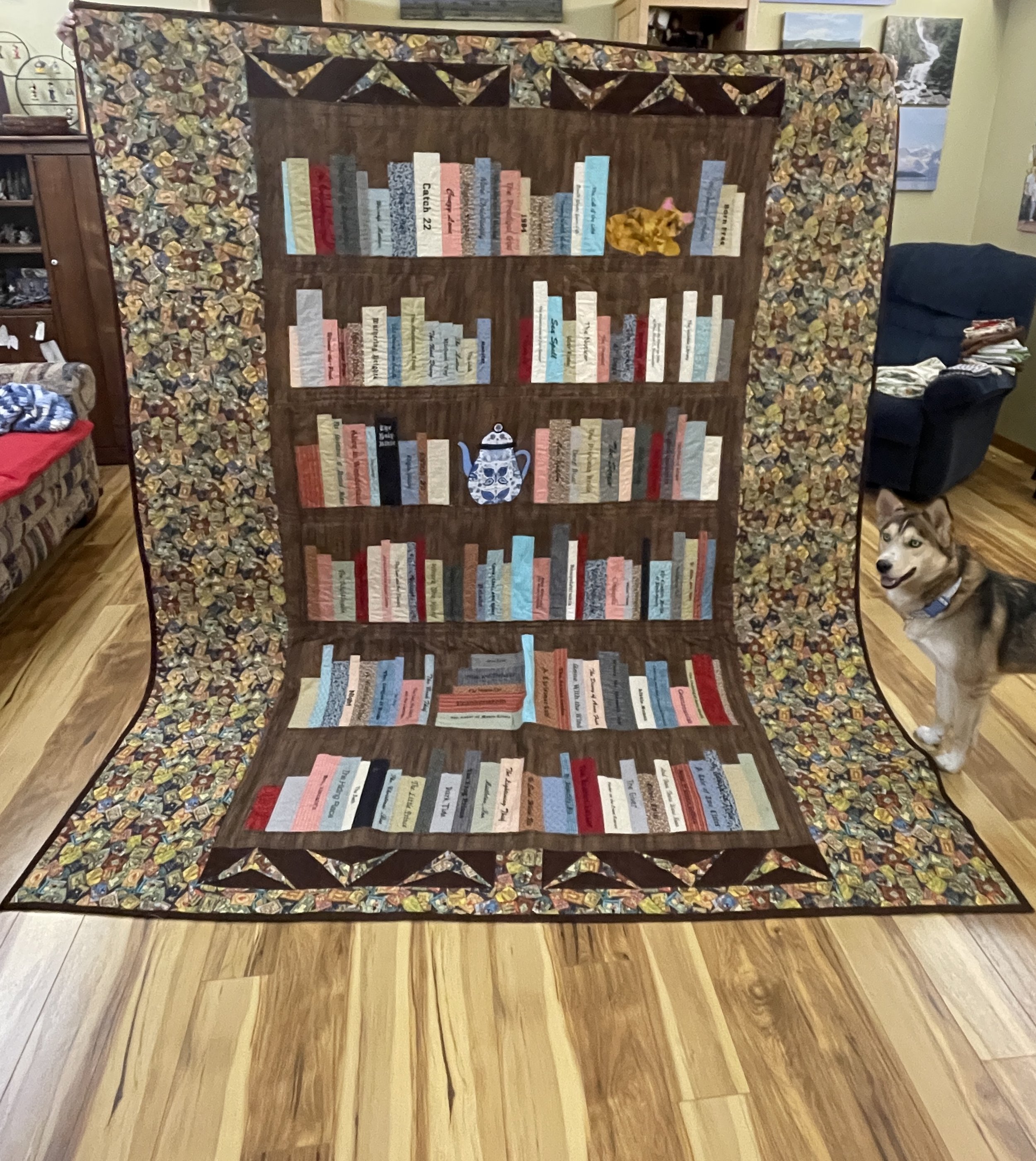 Granddaughter's Christmas quilt. She loves to read.