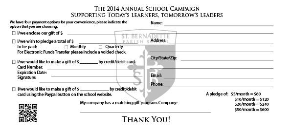 Client: St. Bernadette School; Tool: Adobe InDesign