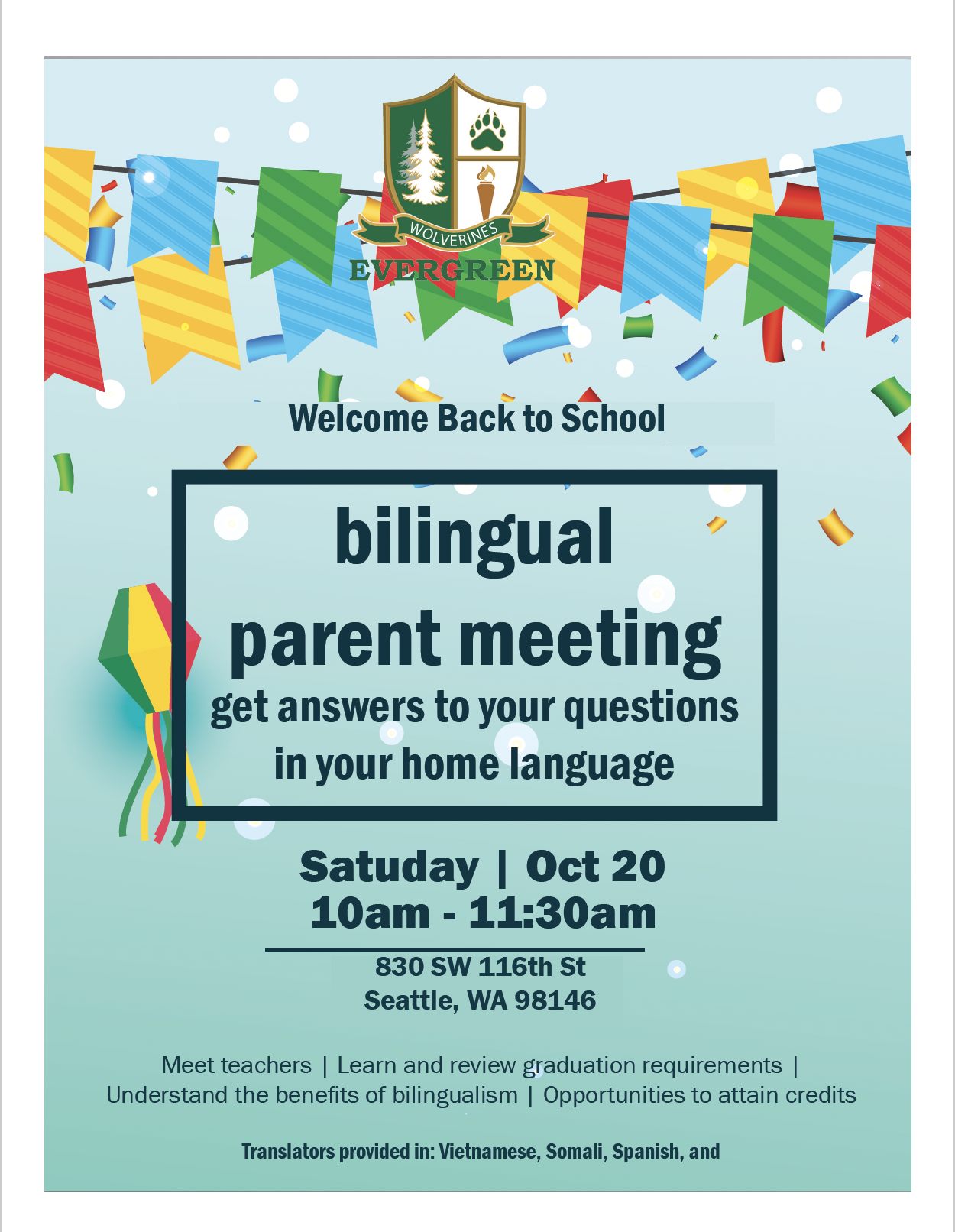 Client: Evergreen High School; Tool: Adobe InDesign
