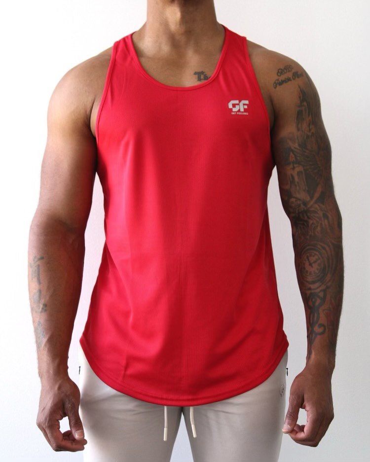 CORAL RED MESH TANK TOP