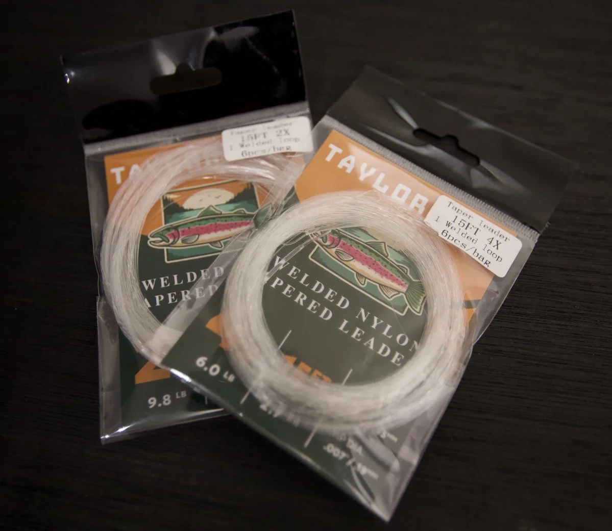 Tapered leaders. 6 per pack.