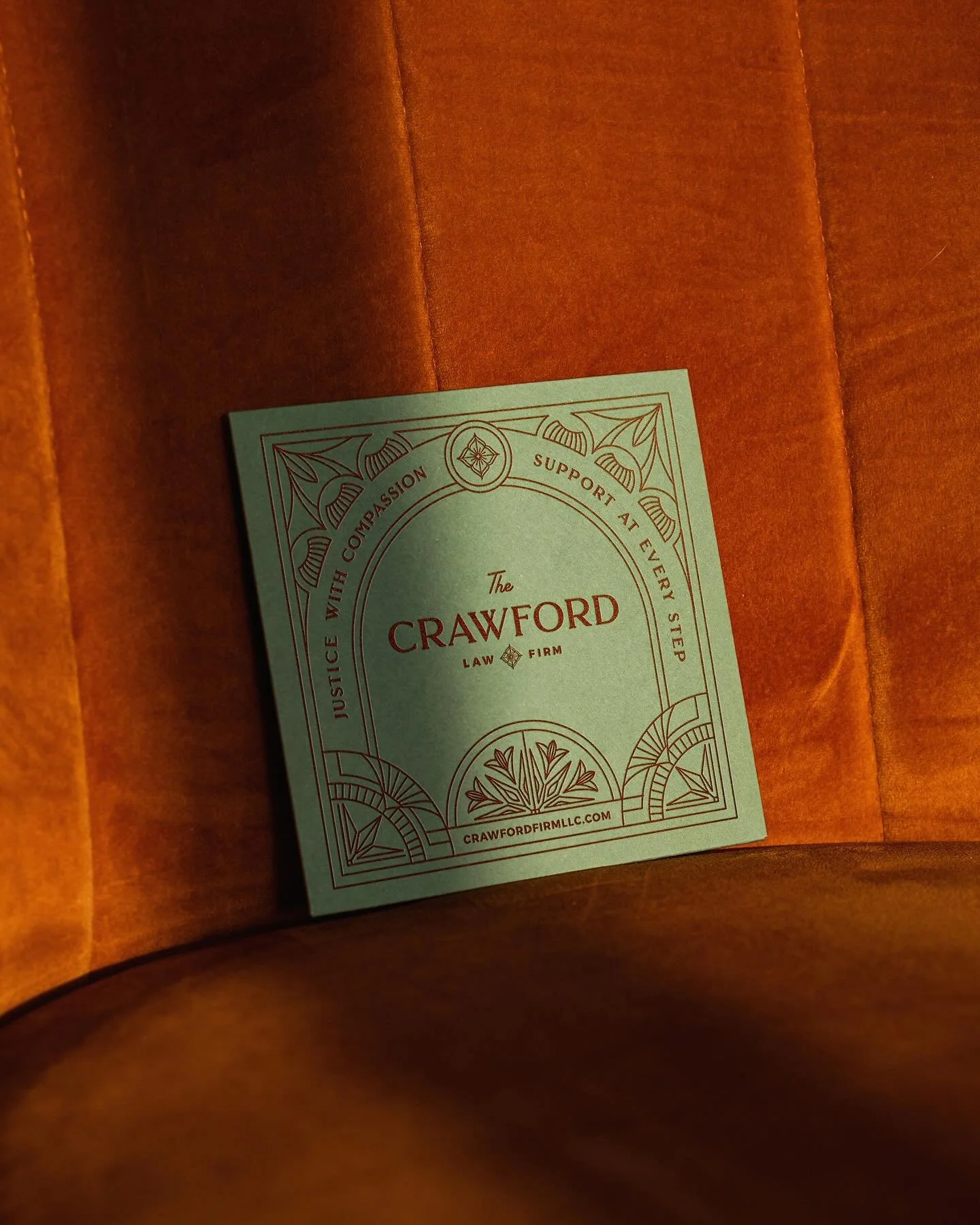 A brand design that blends elegance and warmth with confidence and expertise. Introducing The Crawford Firm brand. With a mission to make the legal process less intimidating and more empowering, this woman-owned law firm protects clients&rsquo; right