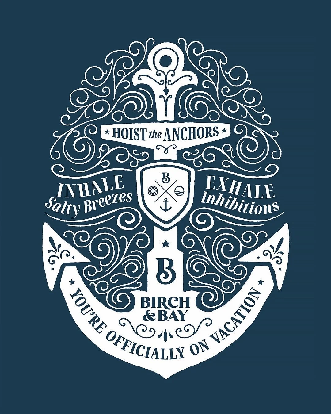 We designed every brand detail at Birch &amp; Bay to feel like you&rsquo;re on vacation.

One of our favorite custom brand elements we had the honor of designing is the anchor mural that welcomes guests at the top of the staircase, just before they s