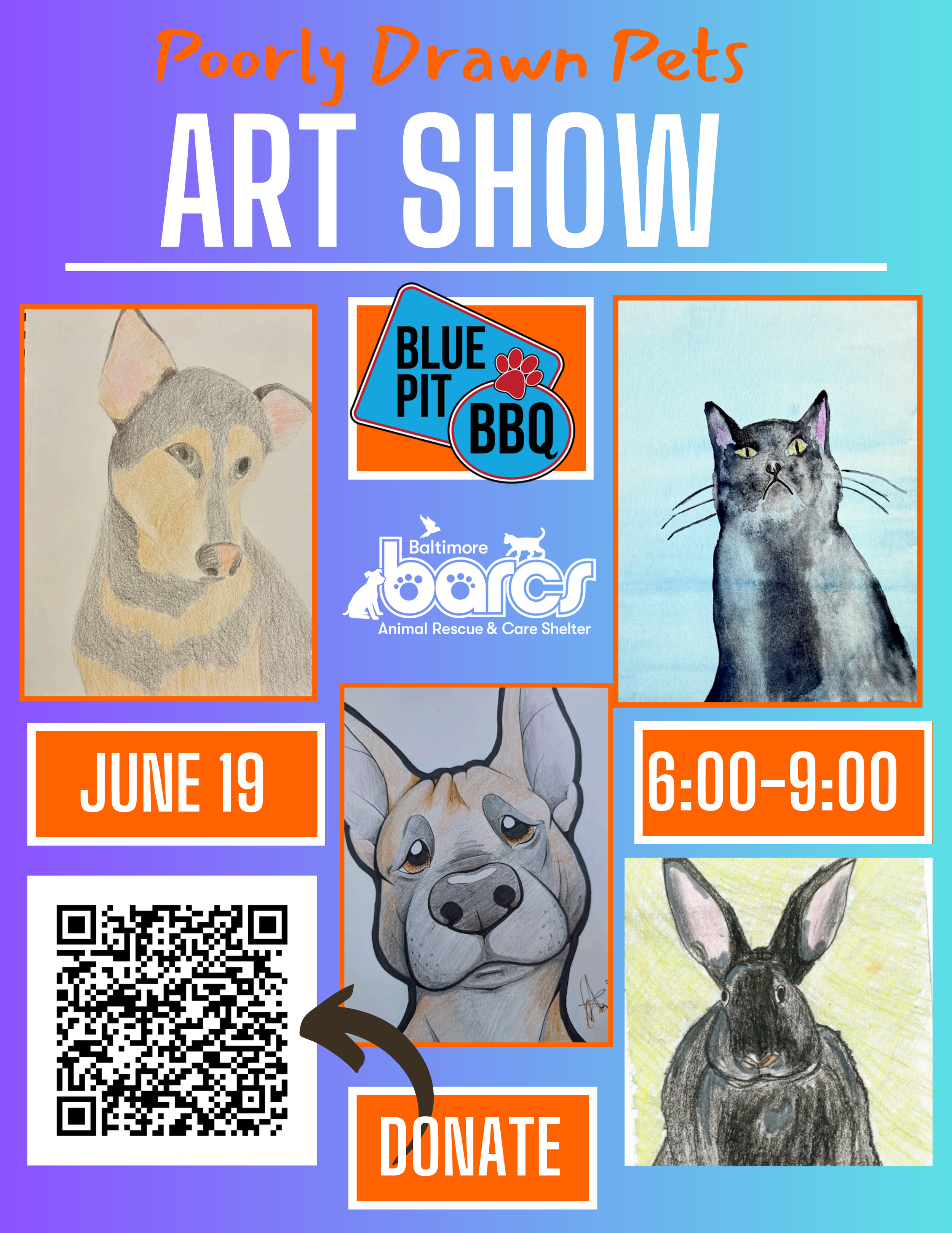 Art Show: Poorly Drawn Pets at Blue Pit BBQ &amp; Whiskey Bar