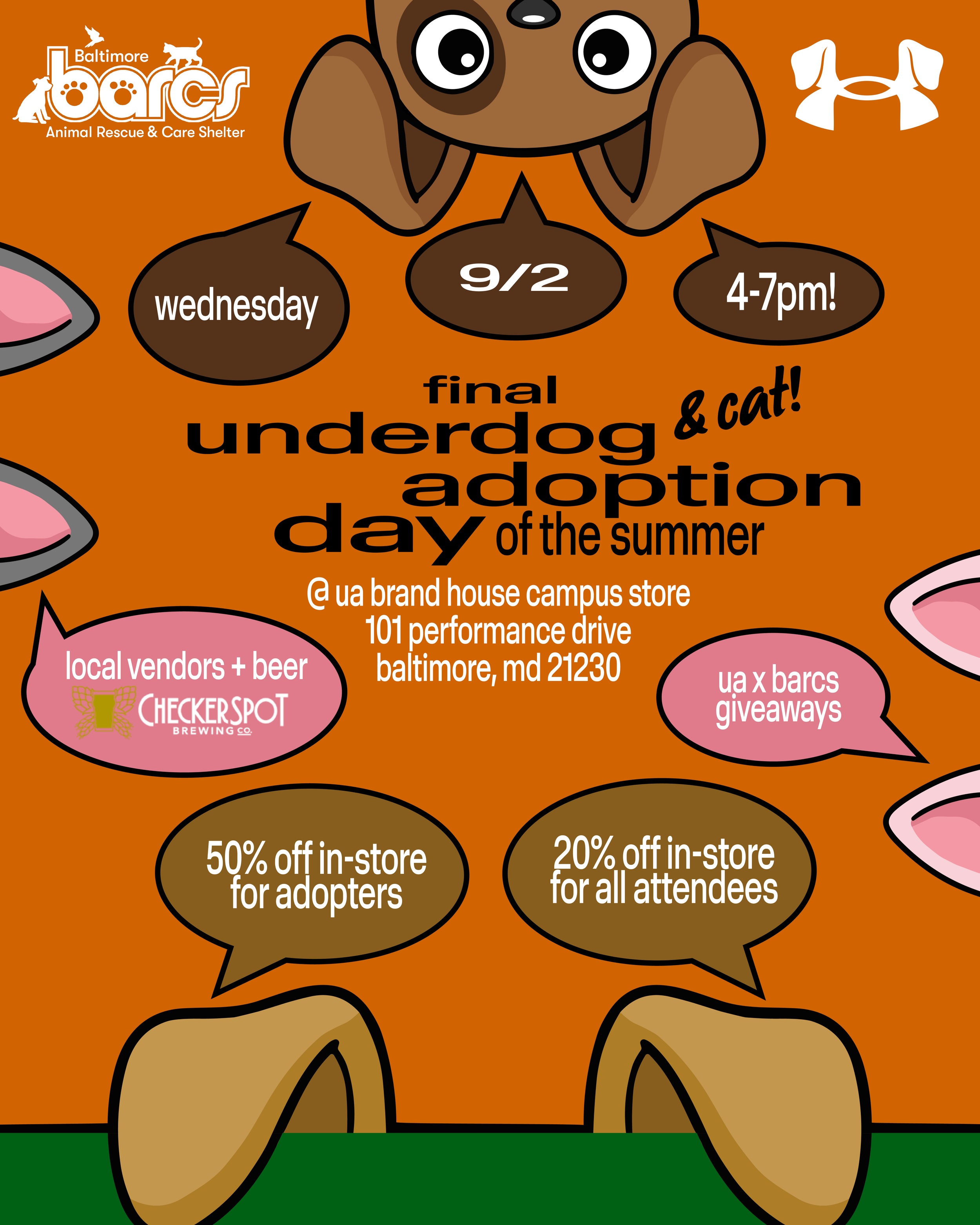 Final Underdog & Cat! Adoption Day of the Summer at Under Armour Brand House Campus Store