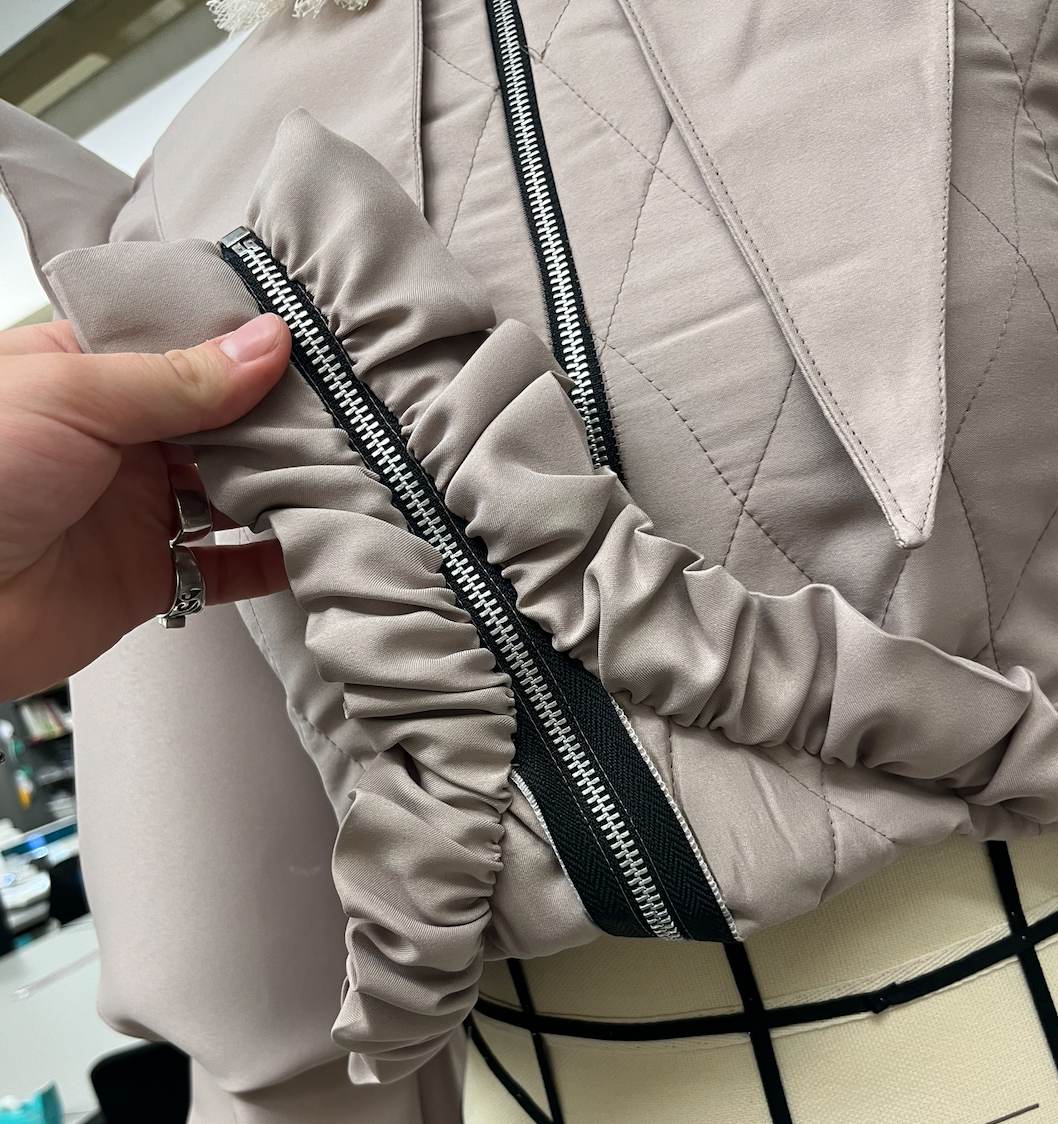 Hand-stitched bubble ruffle