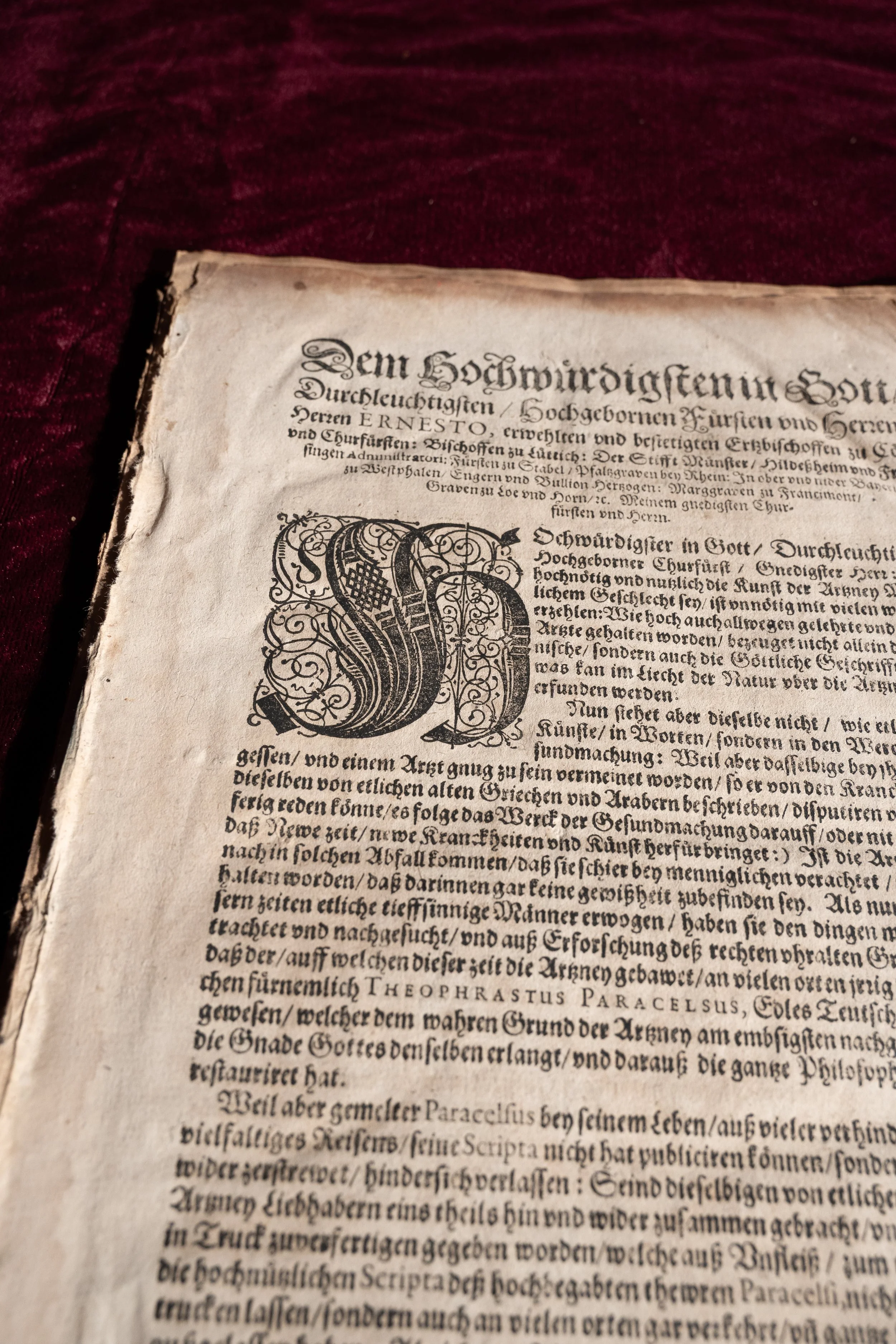 1616 – A Remarkable Folio Leaf from the Collected Works of Paracelsus, Founding Magus of Western Alchemy and Occult Medicine