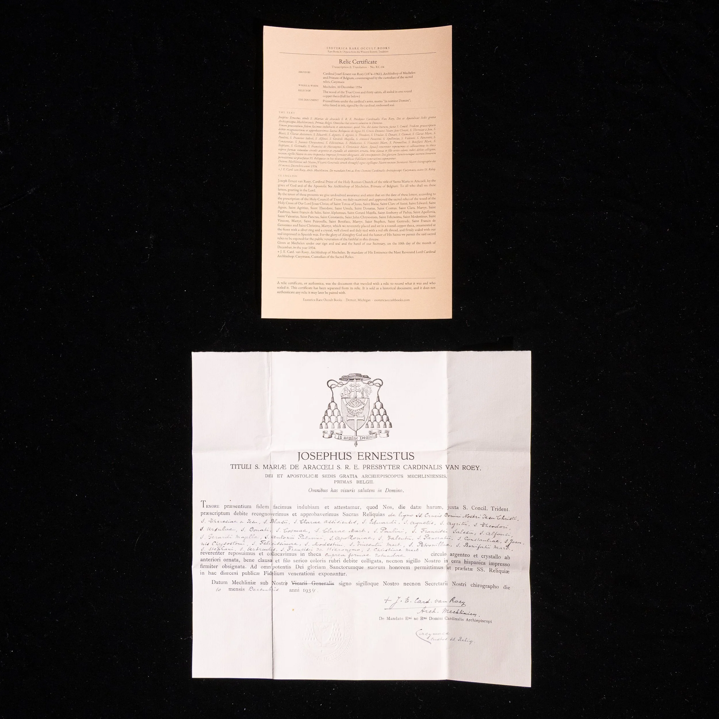 1934 Cardinal van Roey Wood of Cross (6).jpg