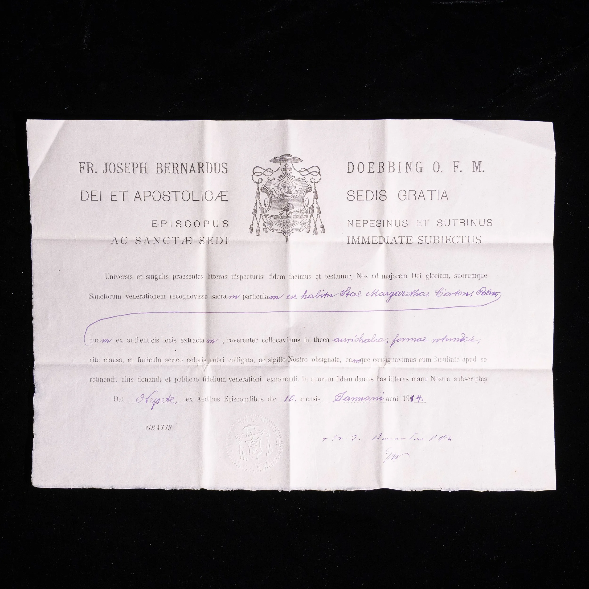 Signed and Sealed: Twentieth-Century Relic Certificates, Choose Your Saint
