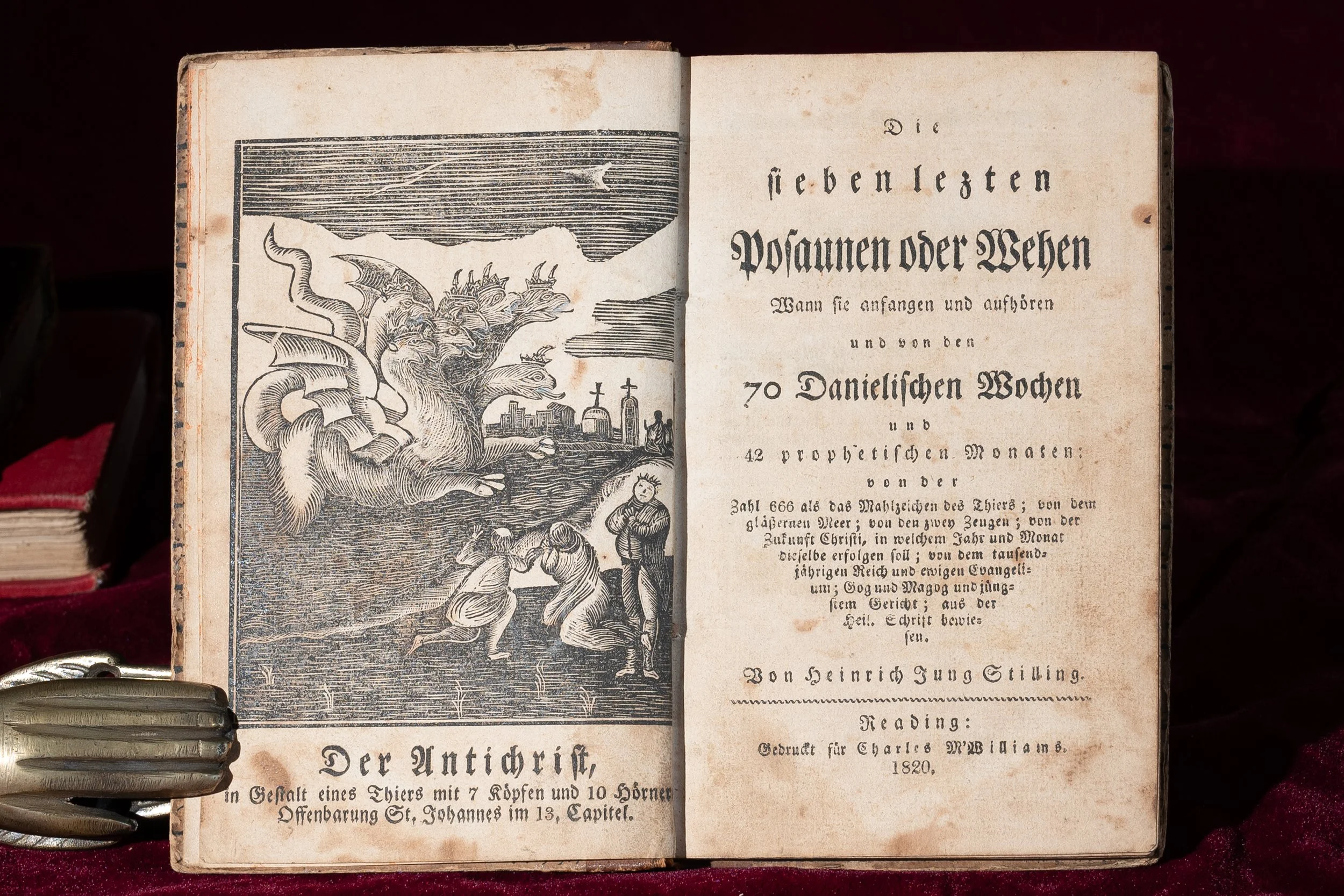 1820 – Pennsylvania German Doomsday Book with a Seven-Headed Dragon, Signed by Its First Owner the Year It Was Printed