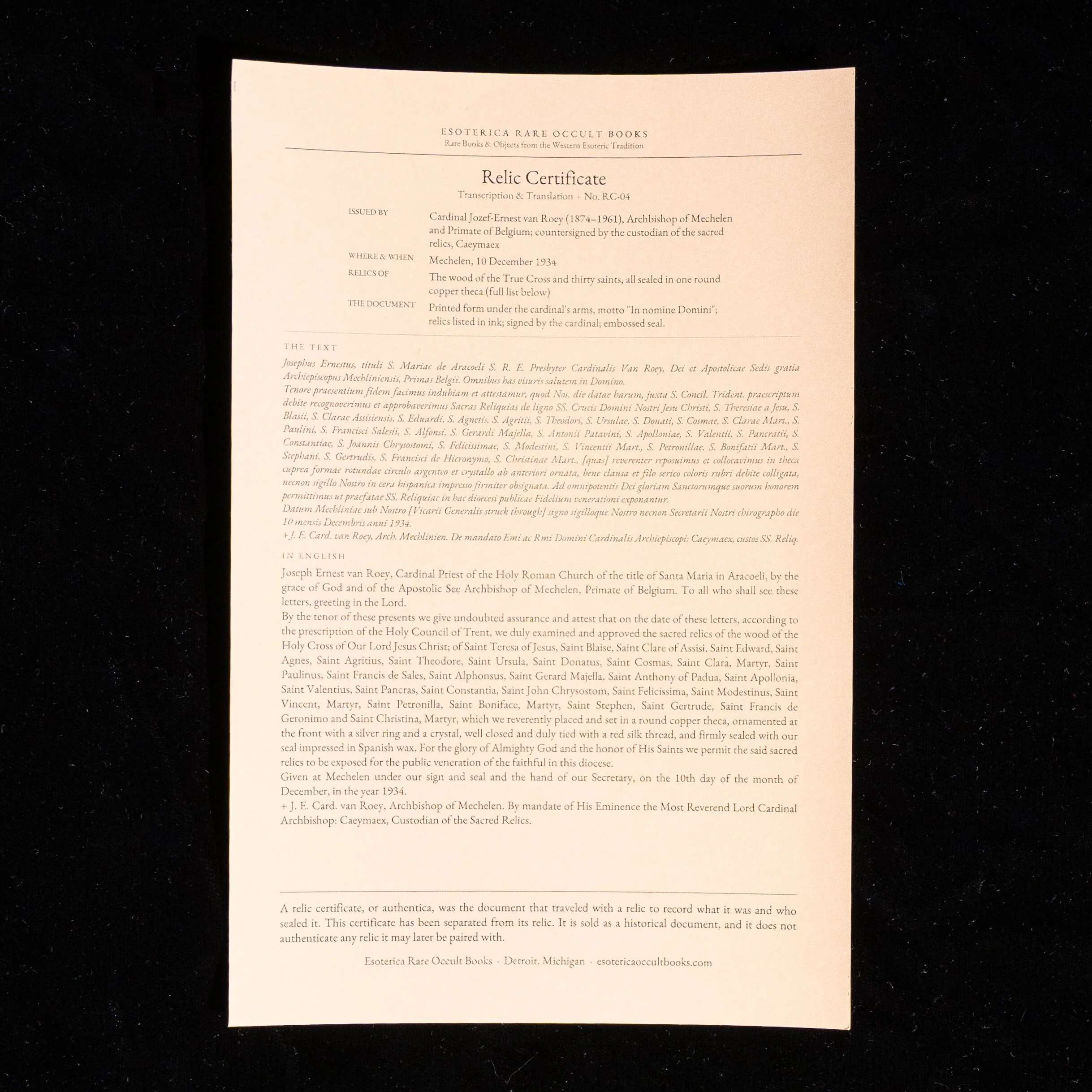 1934 Cardinal van Roey Wood of Cross (9).jpg