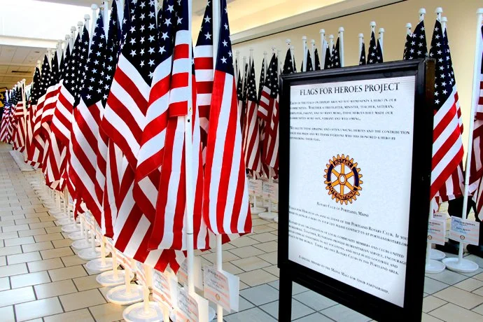 Rotary Flags For Heroes Maine Mall Sign .jpg