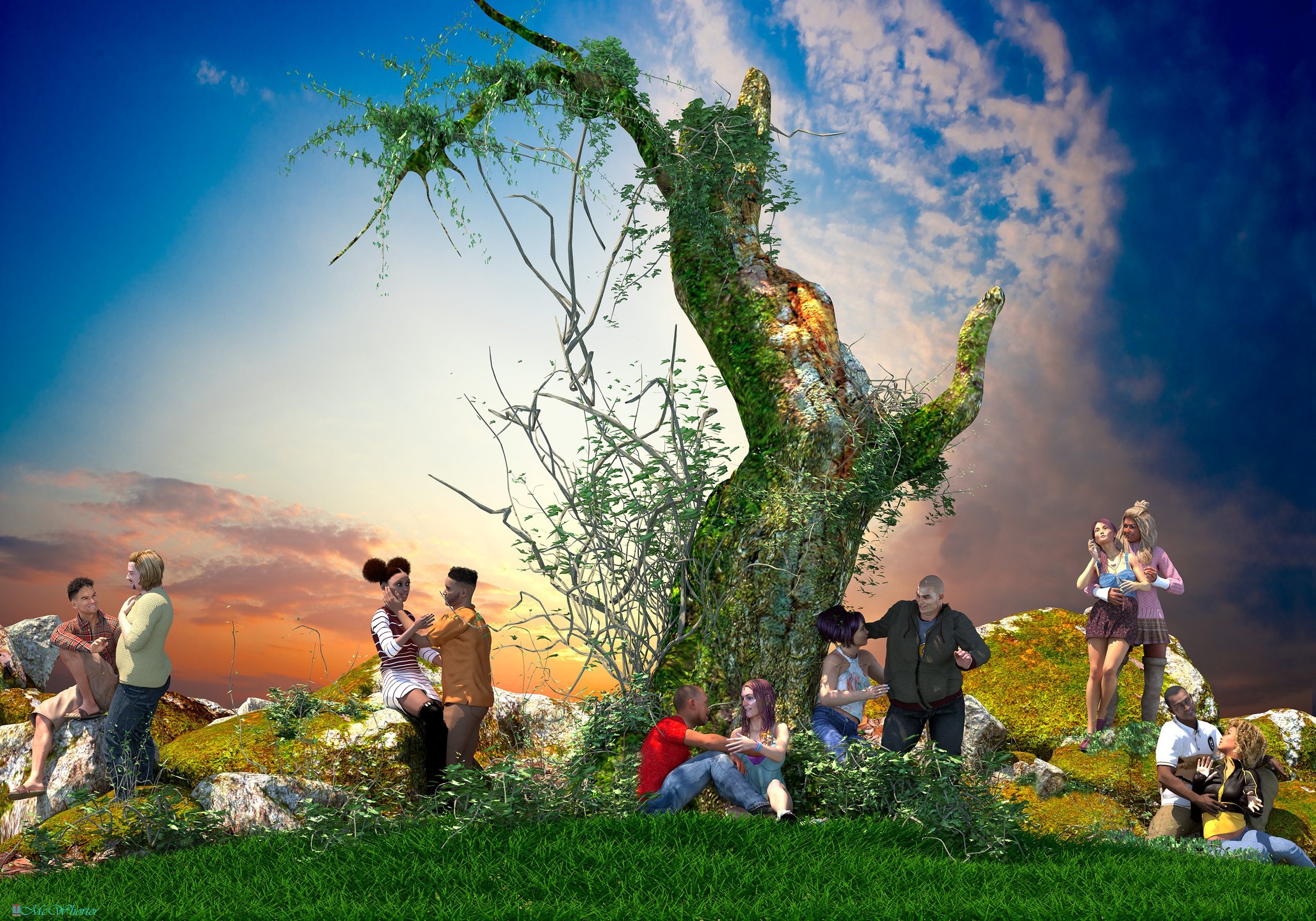 ETERNALLY ROOTED: Inception (The Beginning) represent stage 1 and reflects the beauty and innocence of a relationship of new. Inception means the establishment or starting point of an institution or activity., so this piece captures the essence of t